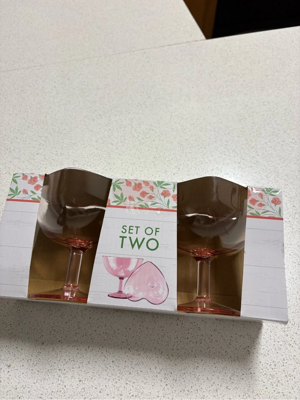 Set of Two Pink Heart Shaped Glasses- Brand Unspecified